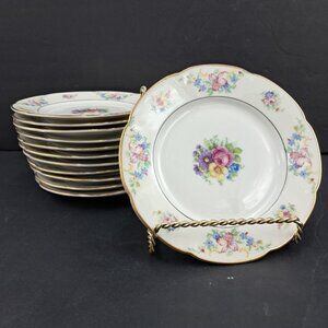 Royal Bayreuth 6" Bread Plates Dresden Floral Bavaria -Lot of 12